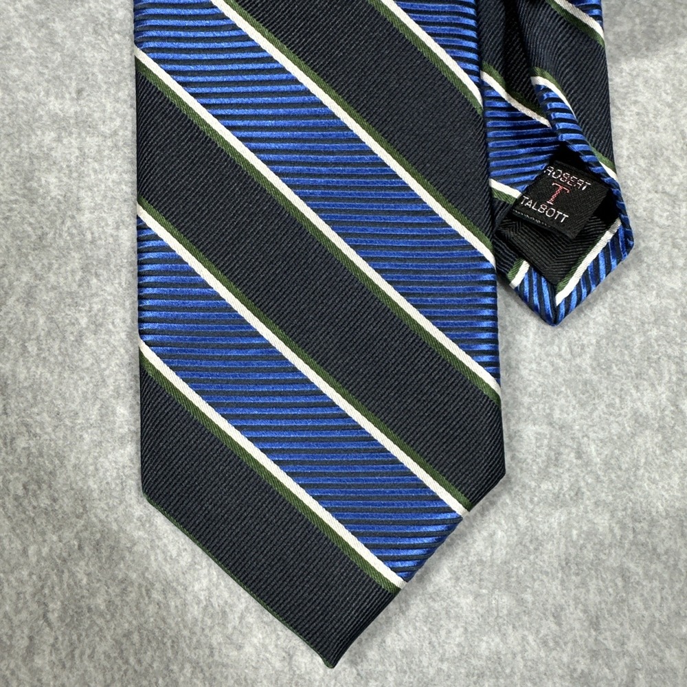 Robert Talbott Carmel Oak Hill Repp Stripe 100% Silk Tie 65" Long 3.5" Wide USA